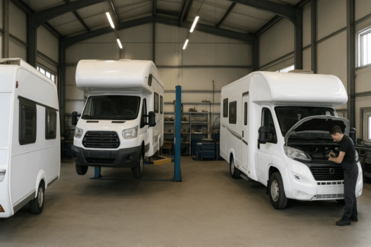 In der Weber-Camping Werkstatt Bretzfeld werden Service und Reparaturen an Campern, Caravans und Wohnmobilen durchgeführt.